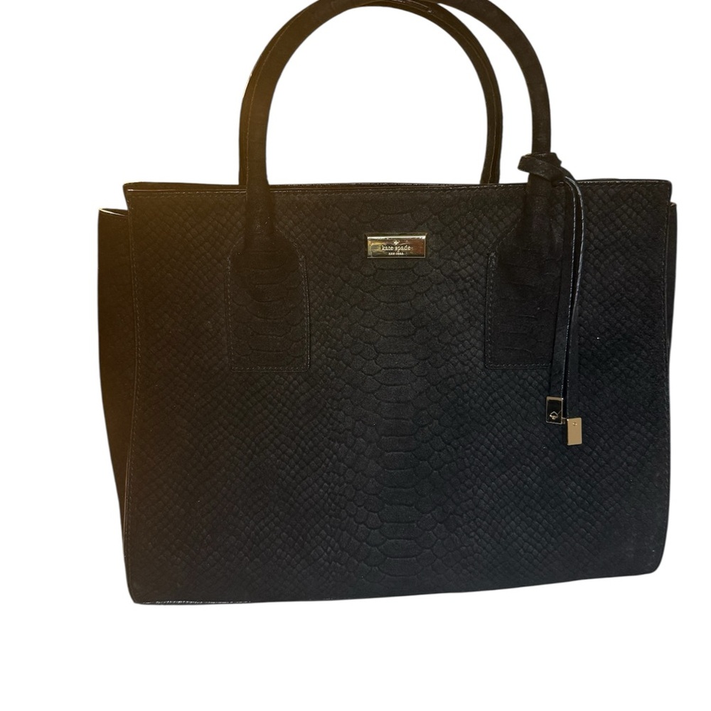 Kate Spade Merriweather Snake Embossed Suede Satchel - Picture 4 of 13